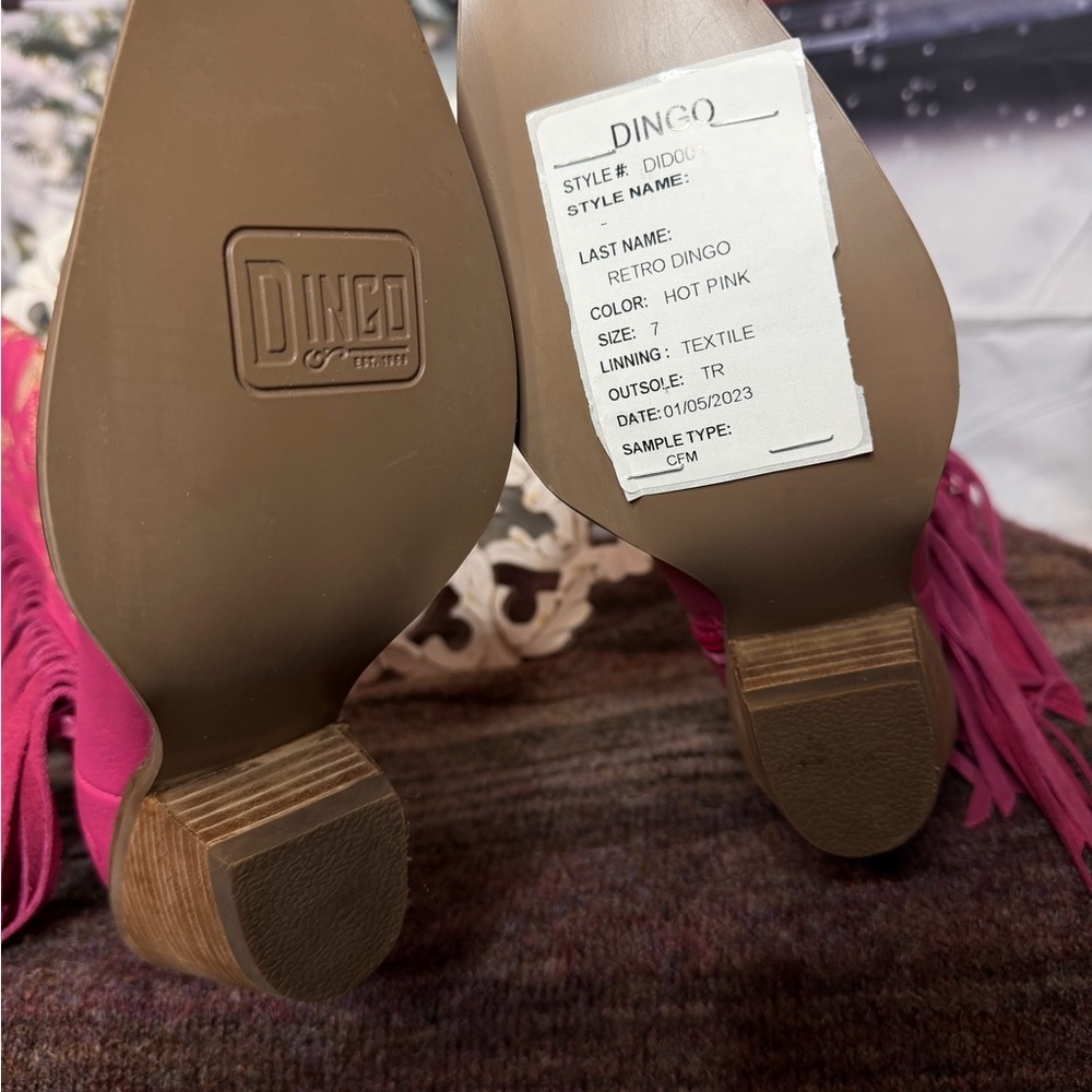 Dingo Retro Hot Pink Knee High Embroidered Leather Boots, Unreleased NWT Size 7 - Picture 6 of 12